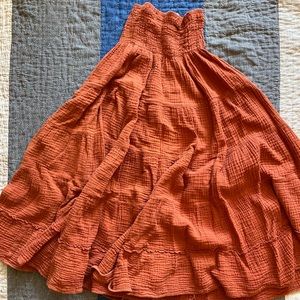 S/M Line Gauze Swing Skirt - BEAUTIFUL Auburn